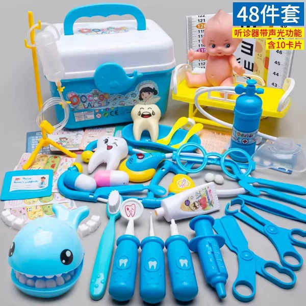[Large] The manager recommends 件 48 pieces of tonic dolphins+doll+oxygen cylinder+bed-blue