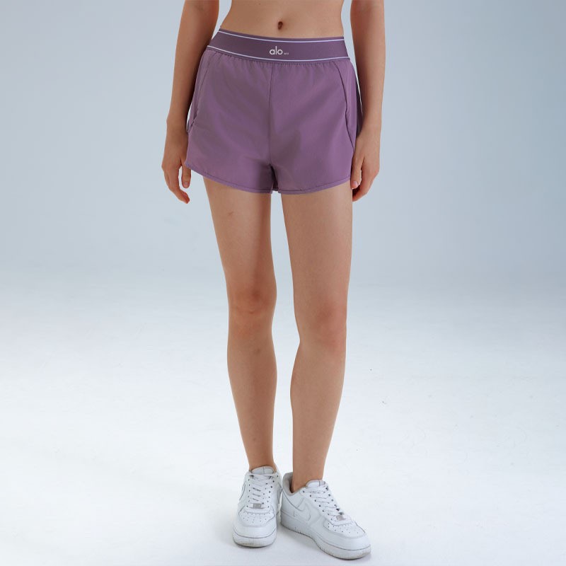 Alosco cintura alta falsa dos piezas de pantalones cortos deportivos transpirables para mujeres verano delgados pantalones cortos de carrera para mujeres