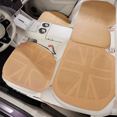 Driver's Seat Cushion, Universal for: Seat cushion, seat cover - vintage-brown-cross-stitch-breathable-full-car-three-piece-set