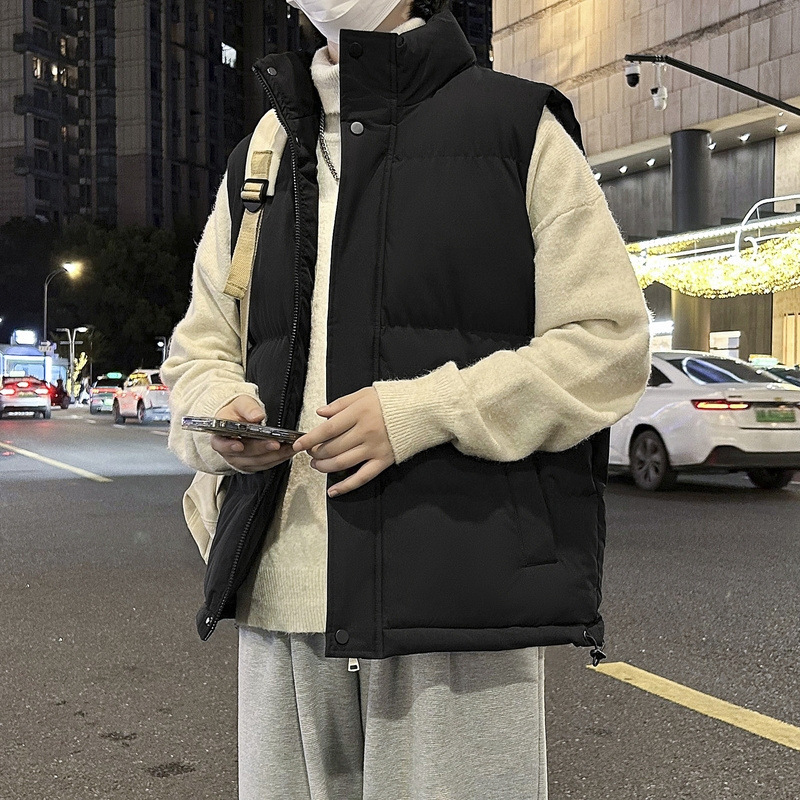 M - 8XL marca de moda chaleco de algodón de plumón hombre americano otoño invierno chaleco de hombro de gran tamaño grueso abrigo de cuello caliente