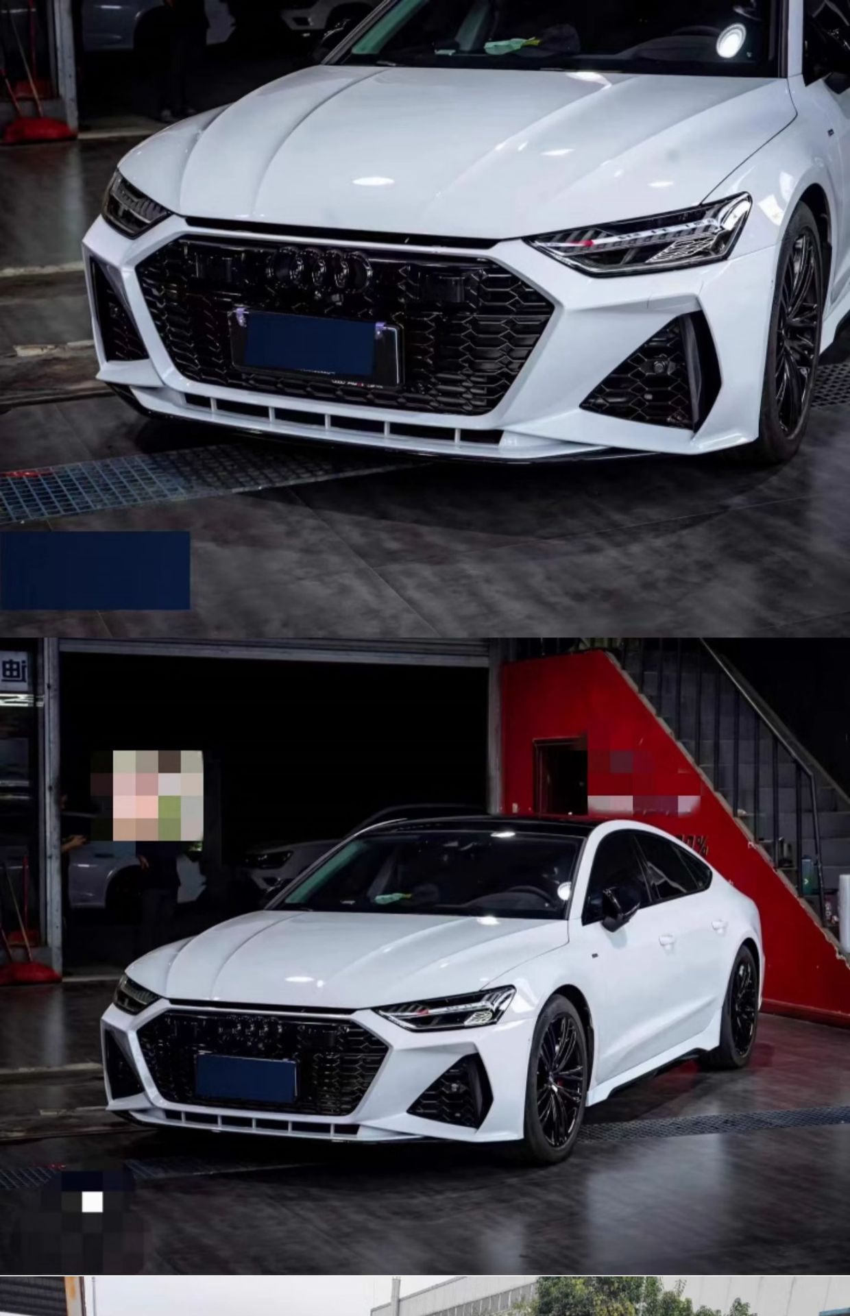 19-24 Austrian a7 modified S7/RS7 honeycomb middle net large surround front bar assembly A7 black warrior 24 wholesale
