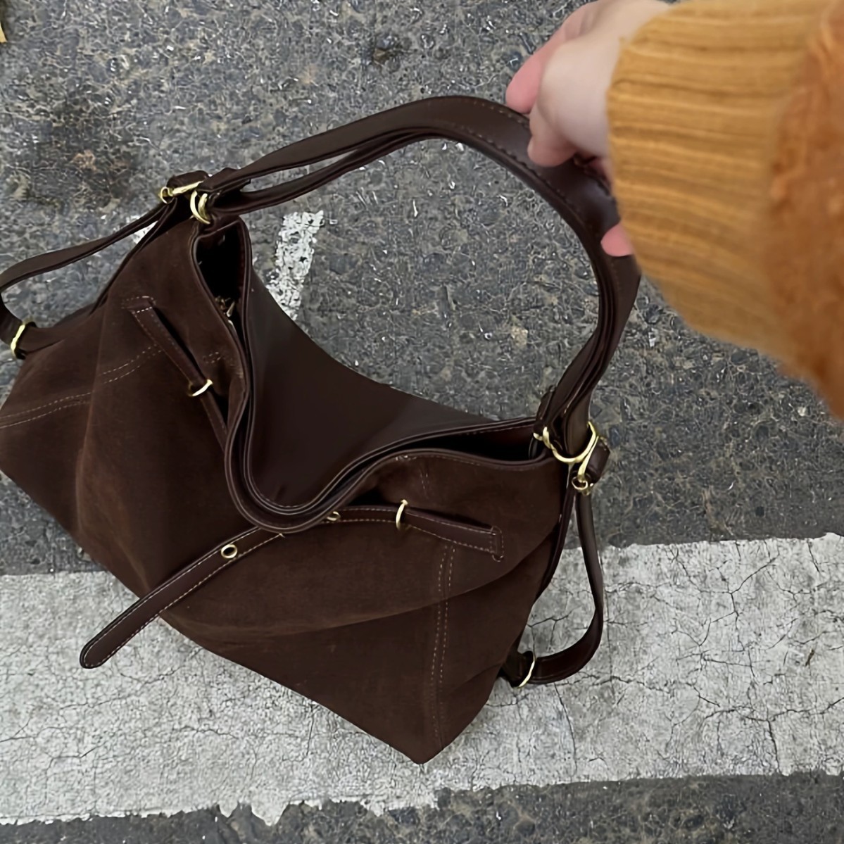 Autumn and Winter New Suede Multifunctional Backpack Large Capacity Casual Shoulder Crossbody Commuter Tote Bag Backpack