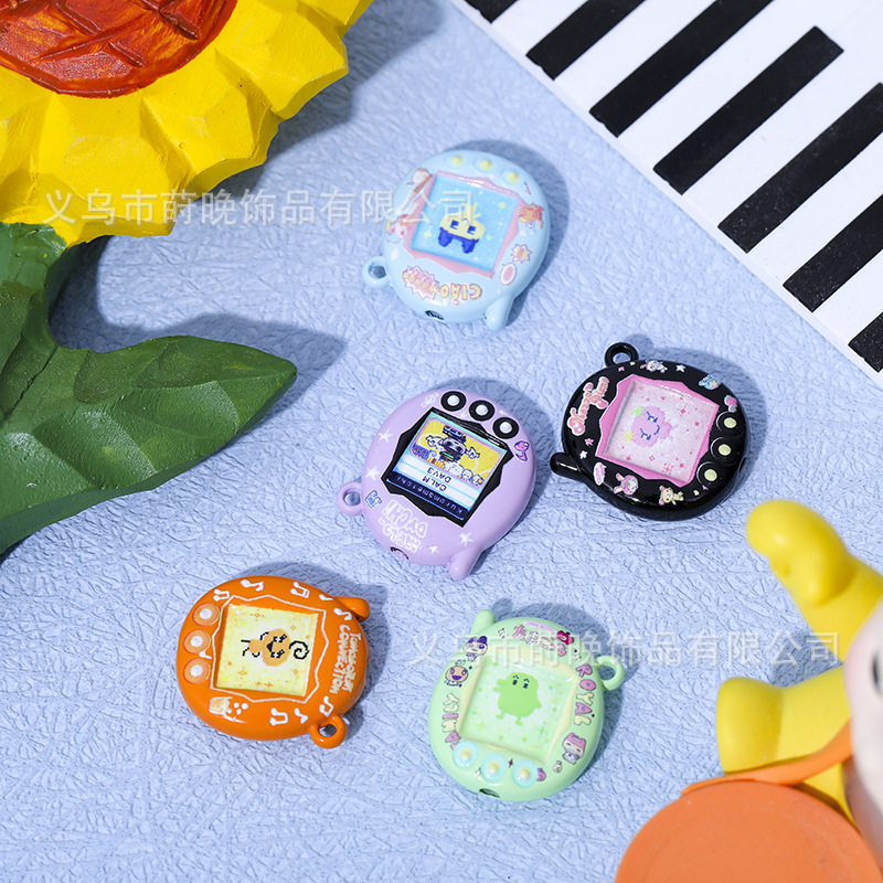 亜鉛合金ペイント漫画たまごっちペットハンドヘルドペンダント diy 携帯電話チェーンキーホルダーアクセサリーペンダント|undefined