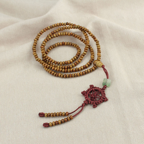 Vintage wood multi-layer Buddhist beads bracelet slim lotus wood beads necklace women long-handled rosary jewelry pendant necklace