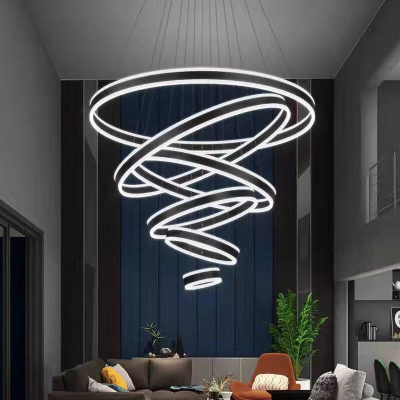 Simple chandelier modern ring minimalist living room lamp dining room lamp aluminum wire drawing process source supply