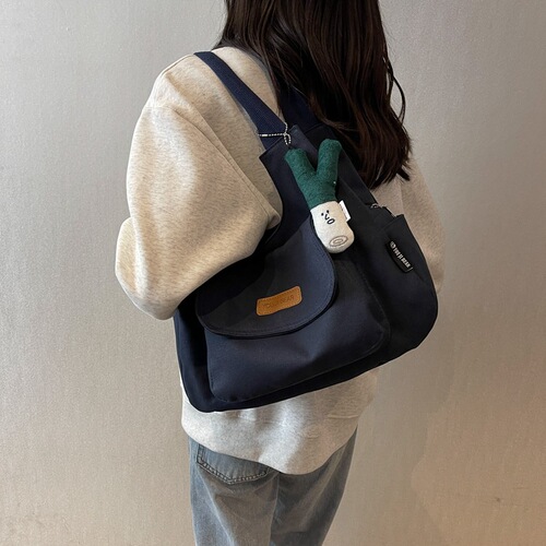 Casual Commuting Large Capacity Bag Women's  Summer Fashion Canvas Tote Bag Student Class Versatile Shoulder Bag