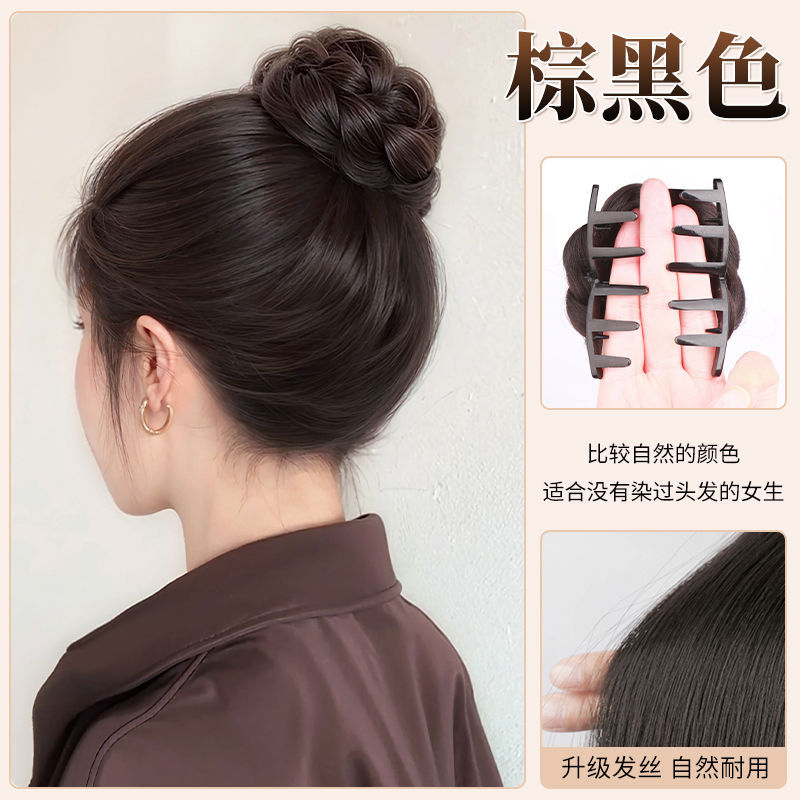 Peruca de cabeza de bola, anillo de pelo, brote de flores de oro, clip de agarre de cabeza, disco fluido natural, artefacto de pelo simulado, cráneo alto.