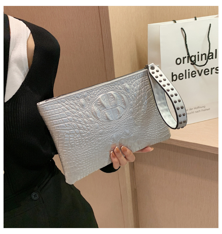 315g Weight Nylon Lining Material Zipper Closure Type Single Shoulder Strap Strap Type Clutch Bag Bags Type Business Occasion Pu Leather Material Solid Color Pattern All Seasons Season Women's Gender Business Style Medium Size Women's Medium Pu Leather Solid Color Business Zipper Clutch Bag 8