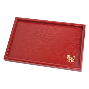 Chinese Red Wooden Tray Rectangular Round Tableware Plate Red Plate Hotel Wedding Wedding Tea Tray Solid Wood Gift