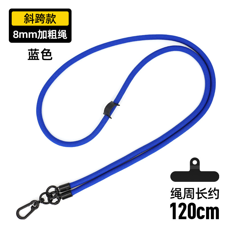 Correa de cuello cruzada portátil antipérdida para teléfono, de poliéster tejido de 8 mm de grosor, con parche antipérdida para dispositivos.