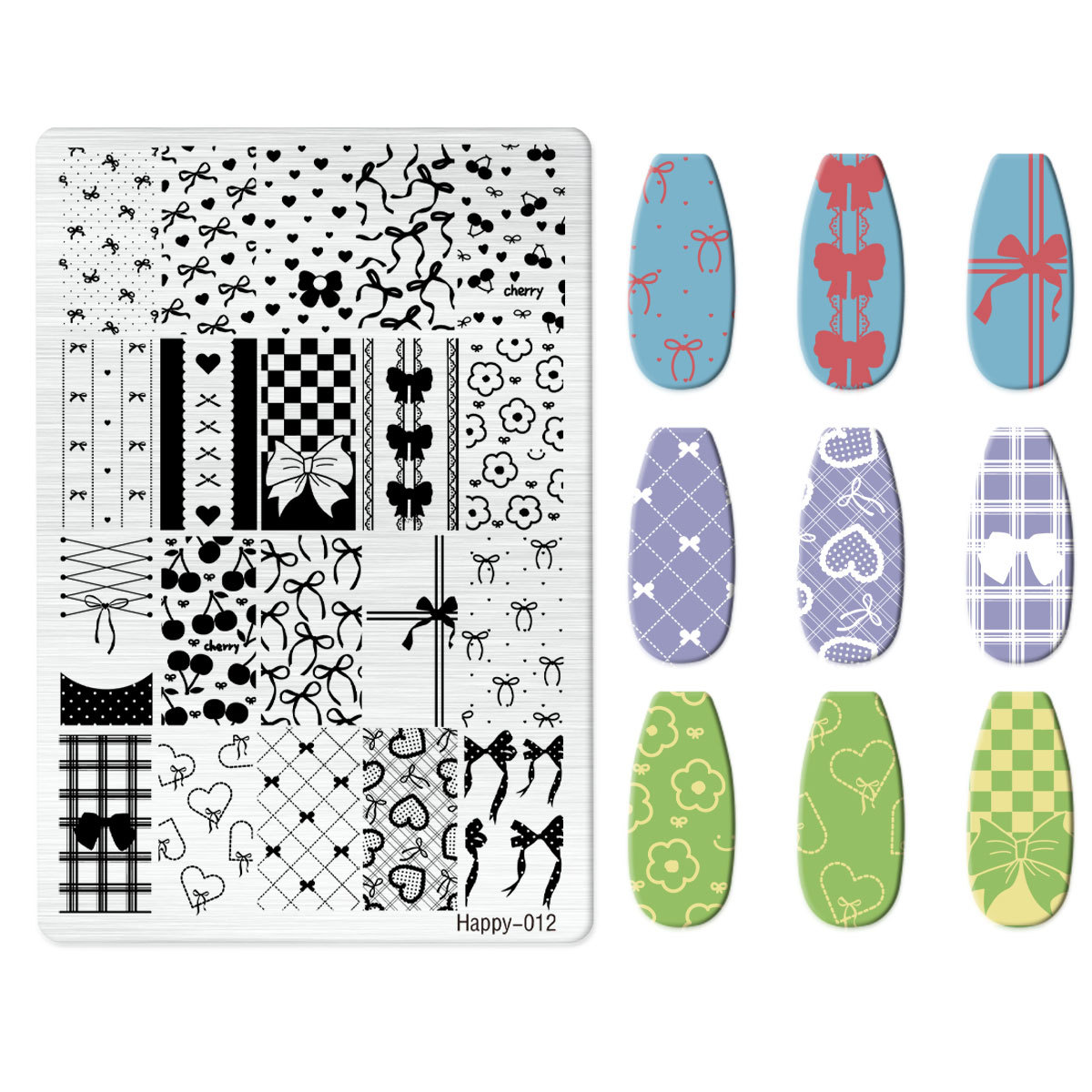 Xiaohongshu's Popular Jingtian Nail Art Stamping Plate Kt Cat Nail Art Bow Cartoon Line Frosted Stamping Plate