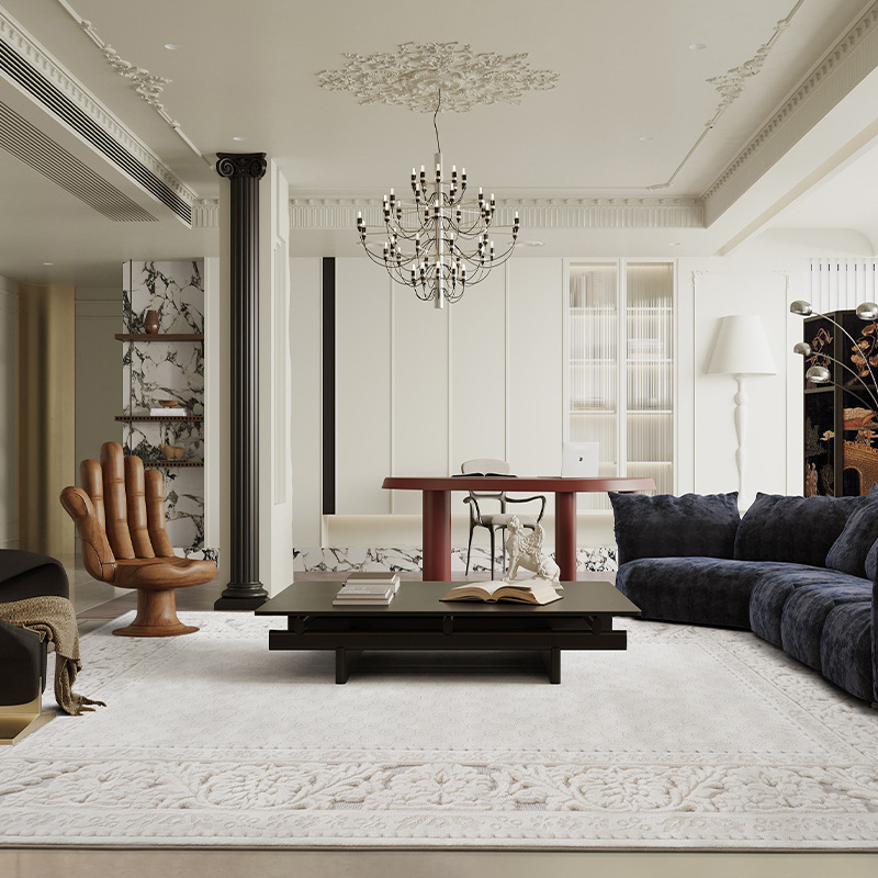 Fábrica directa transfronteriza alfombra de sala de estar francesa alfombra de sofá de dormitorio resistente al desgaste al grosor alfombra antideslizante al por mayor