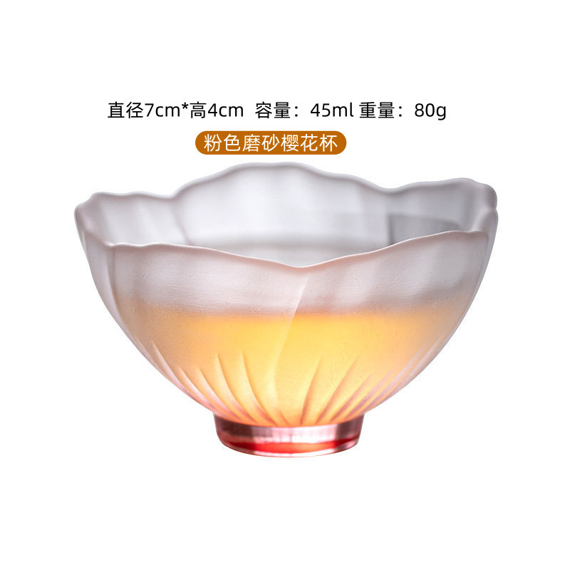 和風ガラス小茶カップ、桜ガラス茶カップ、ピンクフロスト槌目酒器、ガラスマスターカップ|undefined