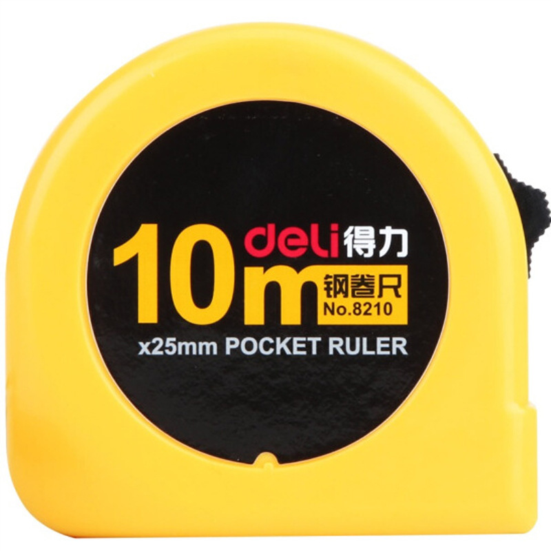 Deli 8210 cinta métrica de acero 10m cinta métrica suministros de oficina medición regla de carpintería regla de acero papelería suministros