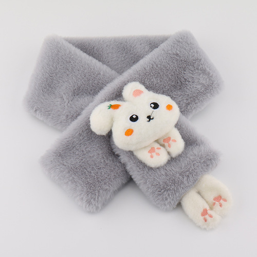  New Children's Scarf Autumn and Winter Plush Parent-Child Rabbit Cute Thick Cartoon Rabbit Hair Baby Neck warmer