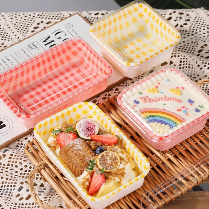 Caja de pastel mousse, caja cuadrada de tiramisu, embalaje transparente, dulces, caja de embalaje, pícnic, horneado.