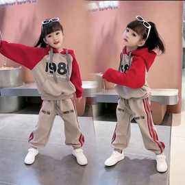 女童套装春秋装2024新款韩版儿童连帽卫衣女中大童运动装两件套