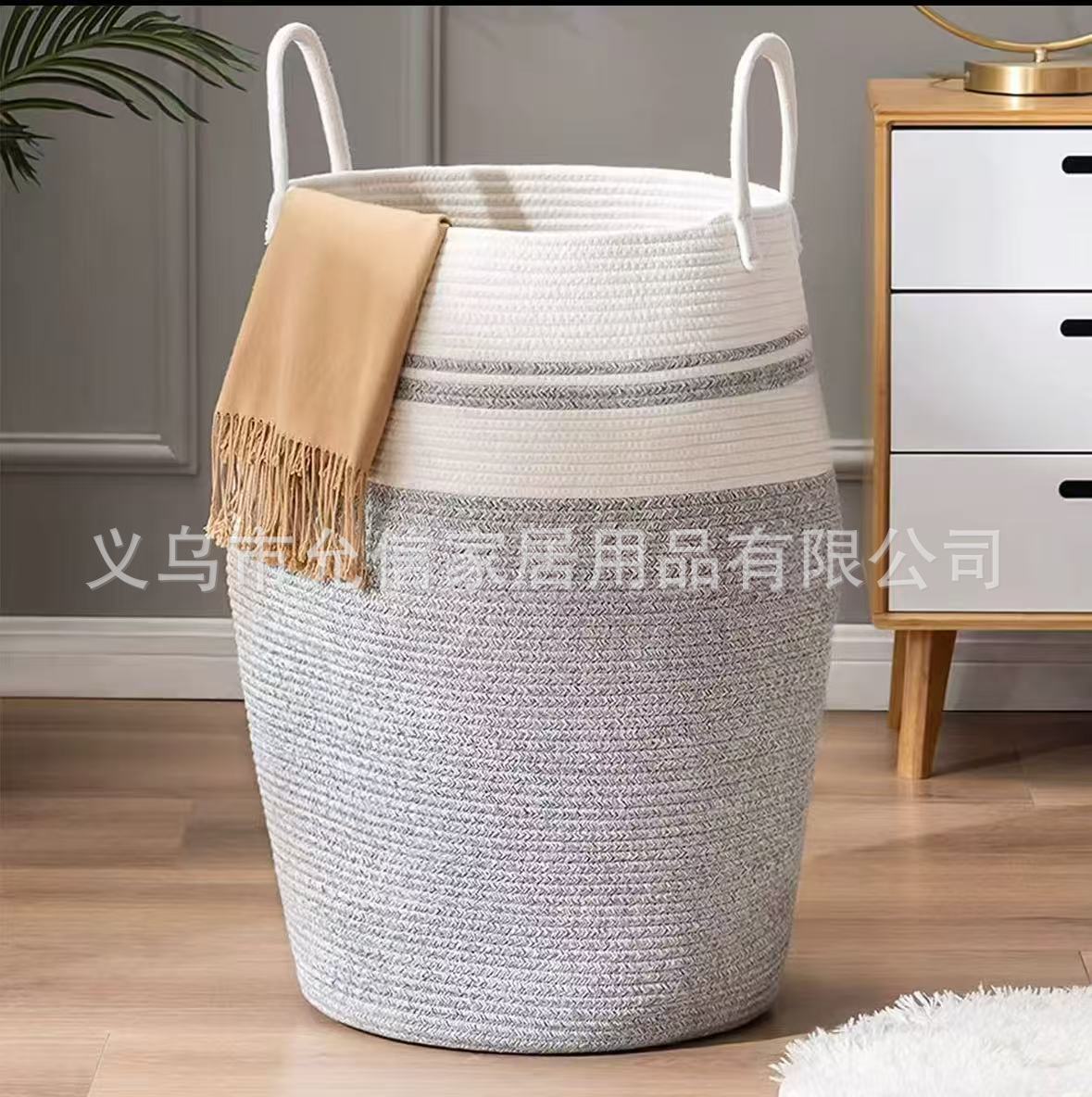 Cesta cuerda algodón ropa sucia organizador lavandería almacenamiento