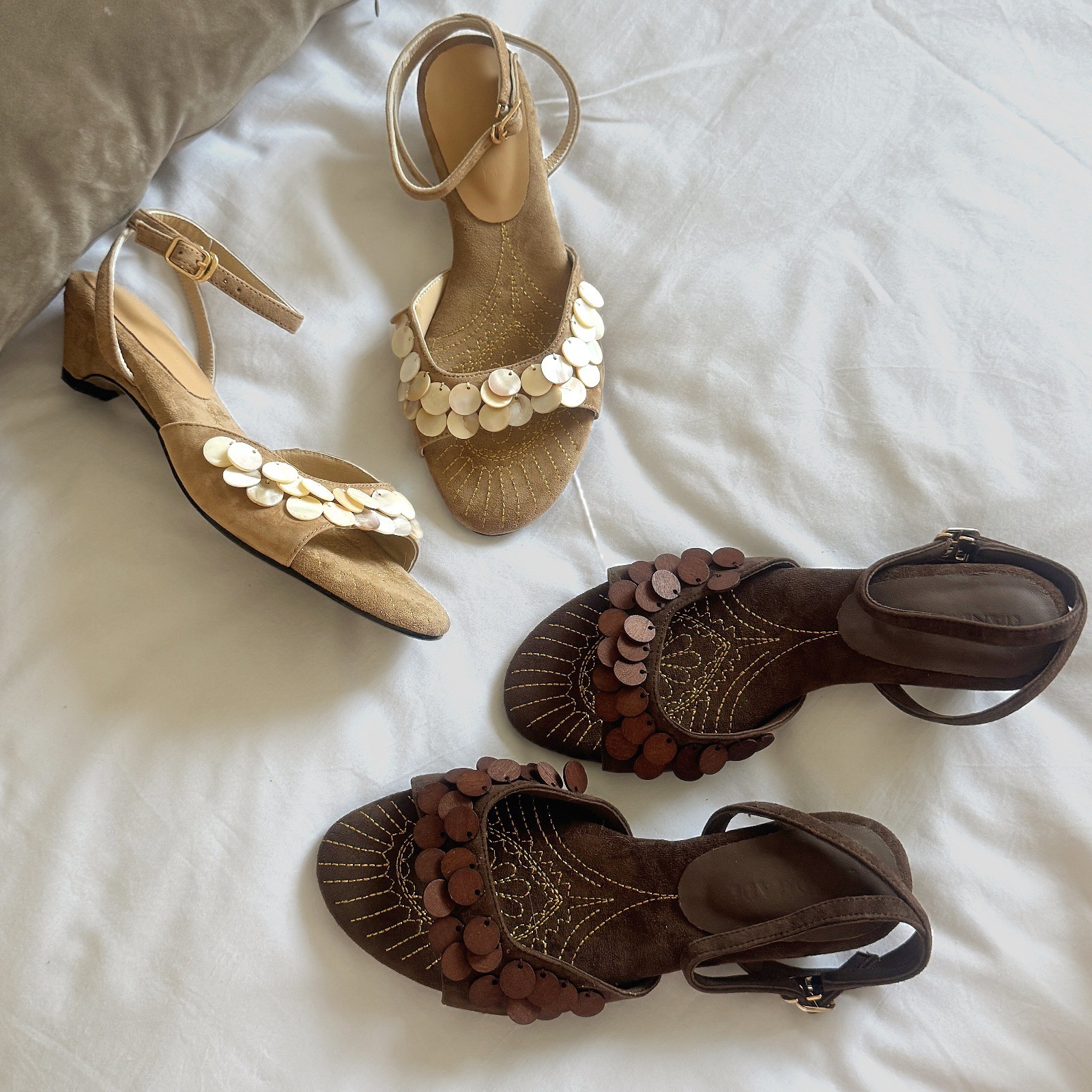 Sandalias de Cuña con Tira para Mujer, Superfibra y Caucho, Cierre de Hebilla, Tacón Medio, para Verano image 5