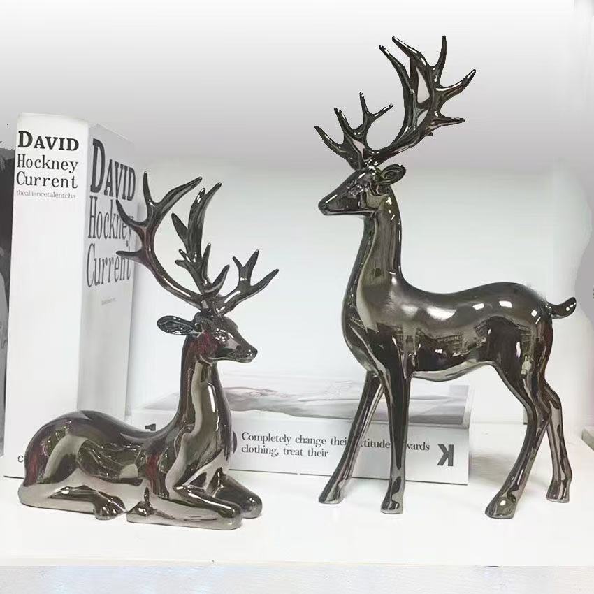 Estatua Decorativa de Ciervos en Pareja de Resina Galvanizada Hecha a Mano para Mueble de TV image 26