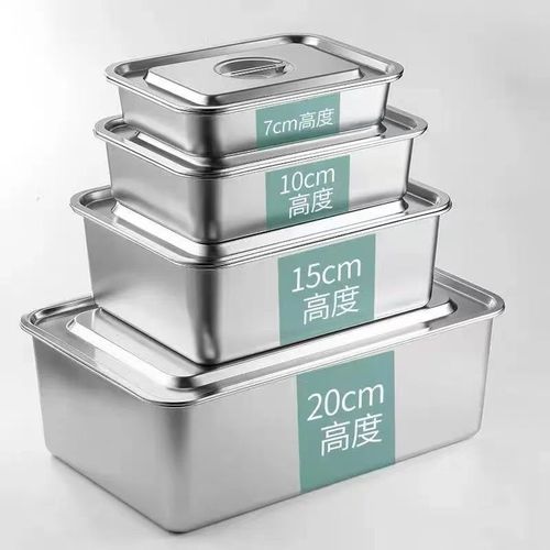 304 stainless steel cat litter pan flat square basin with thick rectangular tray, canteen rice steamer plate, dish basin with lid square plate
