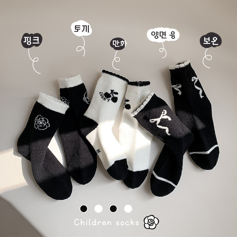 儿童袜子秋冬棉袜山茶花休闲百搭女宝宝中筒袜纯棉吸汗透气袜子|undefined