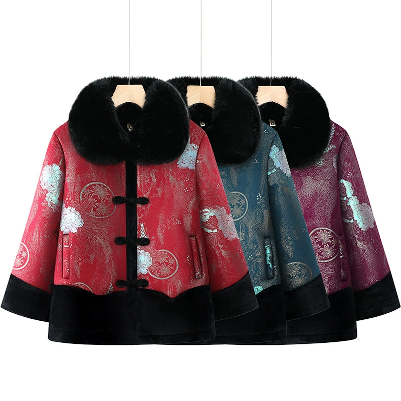 Бабушка Зимняя одежда для пожилых людей с плюшевым толстым пальто