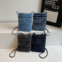 日系ins港风复古牛仔布包翻盖邮差包包女文艺学生书包单肩斜挎包