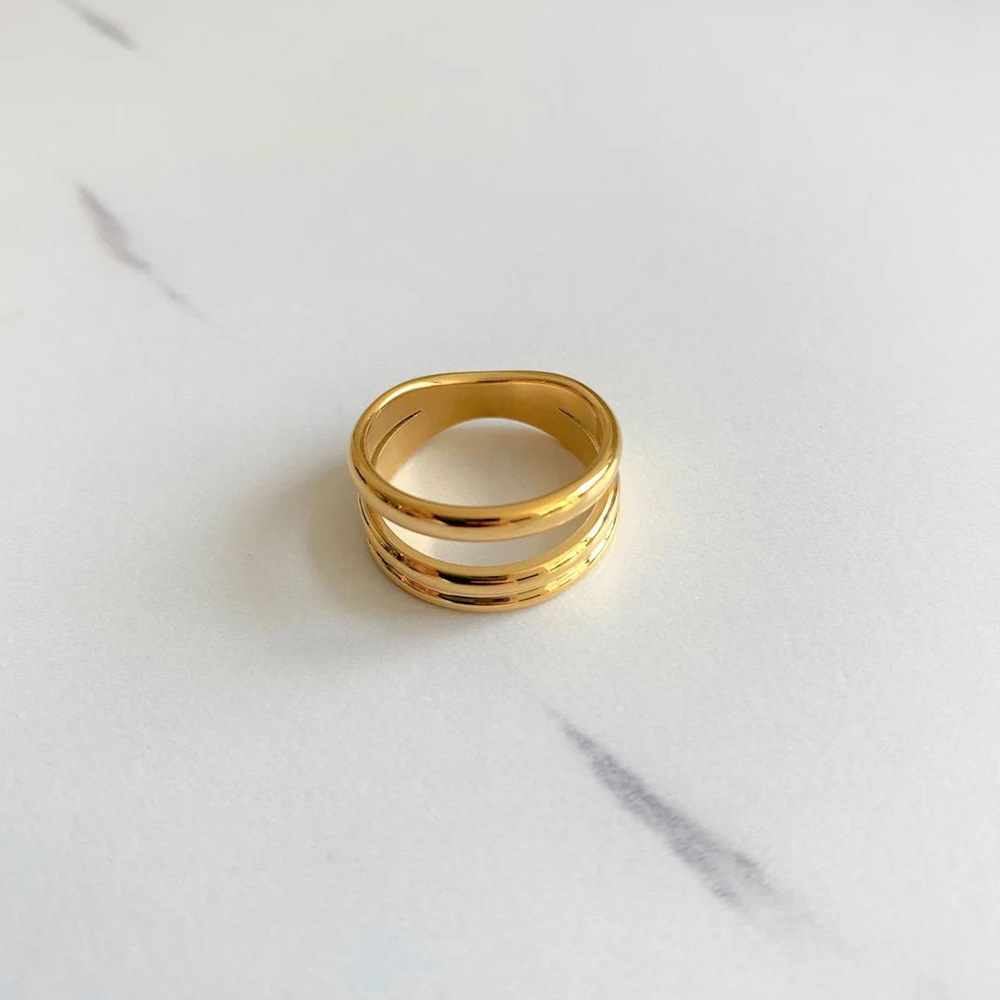 Vacuum Plating Gold Plating Process Wholesale Jewelry Fashion Geometric 304 Stainless Steel Plating Rings