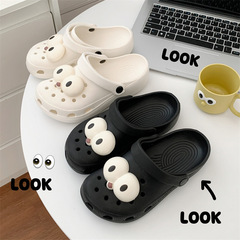 Women's Summer Outerwear Cute Big-Eyed Funny Cap-Toe Thick Sole Squeaky Double-Sided Non-Slip Beach Slippers