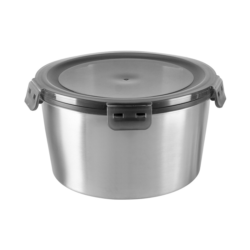 Caja de almacenamiento de acero inoxidable 304 caja de almuerzo Bento caja de almuerzo sellada de gran capacidad redonda al por mayor