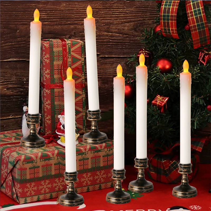 Cross-border hot selling long rod candle with bottom support electronic candle light wedding restaurant decoration bottom pressed long rod wax