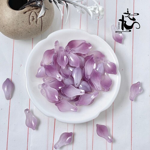 Nine 11x20mm glazed lotus petals and leaves diy handmade hairpins ancient style hanfu headwear production materials