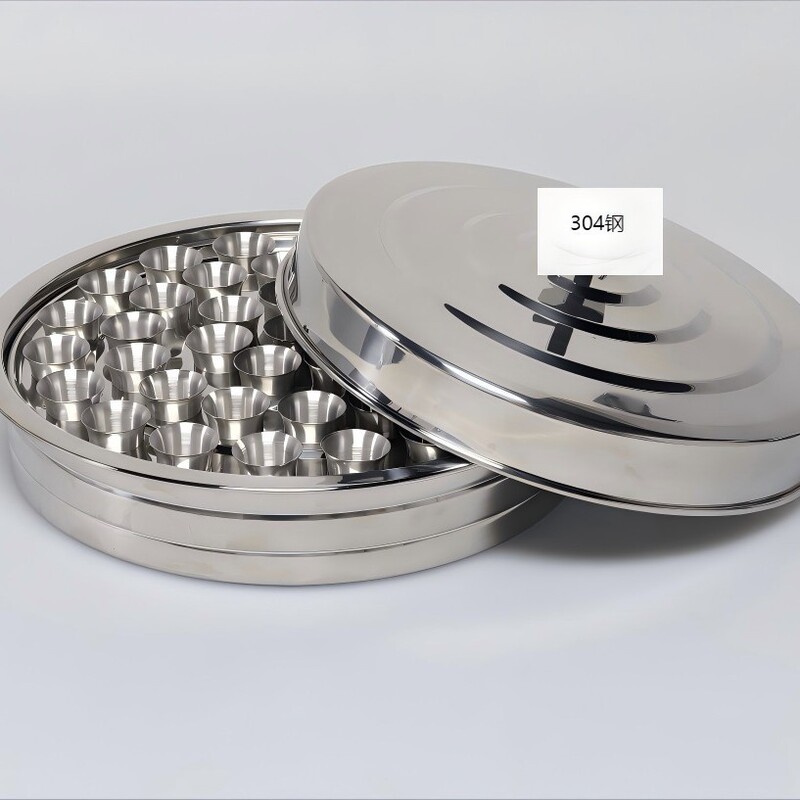 304 Stainless Steel Multi-Specification 40-Hole Dinner Plate 72-Hole Dinner Plate Utensils Can Be Stacked with Matching Thickeneded Round Trays