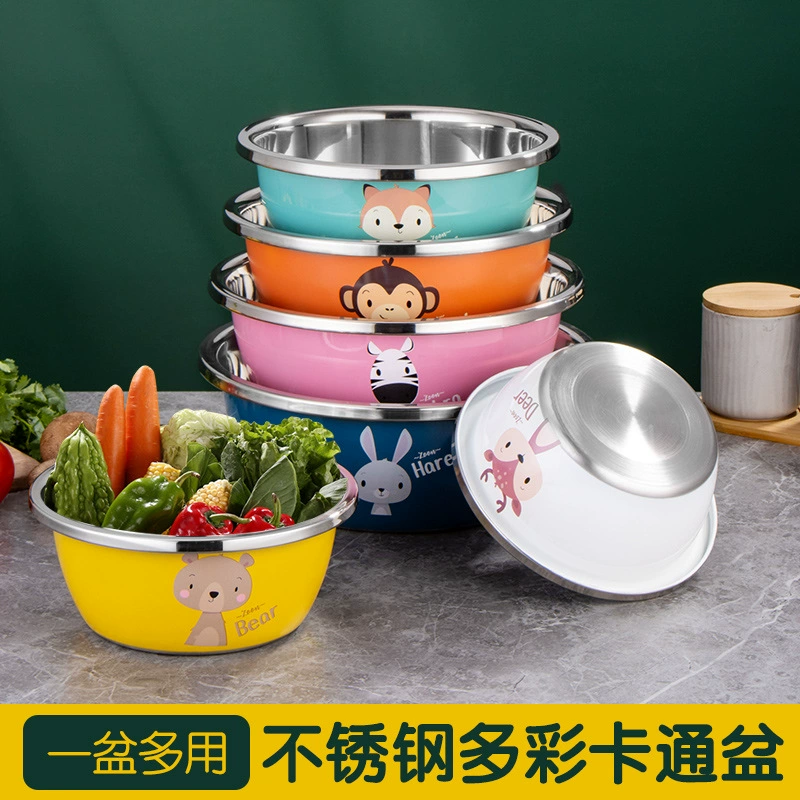 Утолщенная многофункциональная раковина из нержавеющей стали с мультяшным дизайном, бытовая цветная раковина из нержавеющей стали с мультяшным рисунком, кухонная раковина для мытья овощей, раковина для выпечки и замешивания теста.