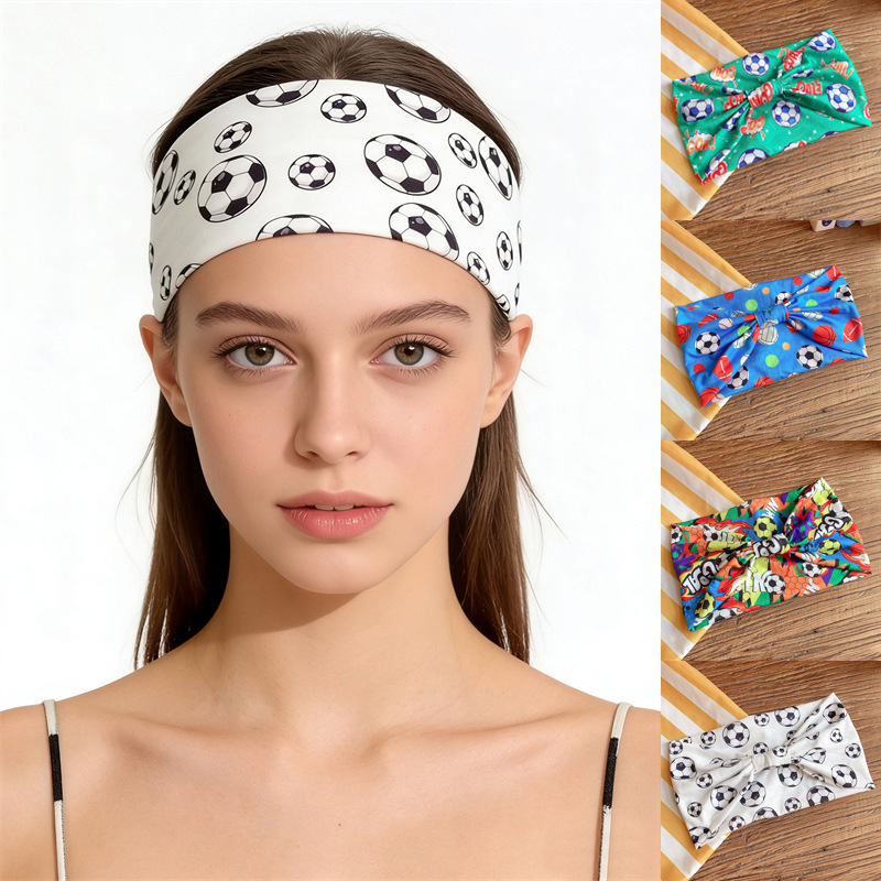 European and American Cross-Border Best-Selling Football Print Headbands, Unisex Sports Headbands, Running Sports Yoga Headbands
