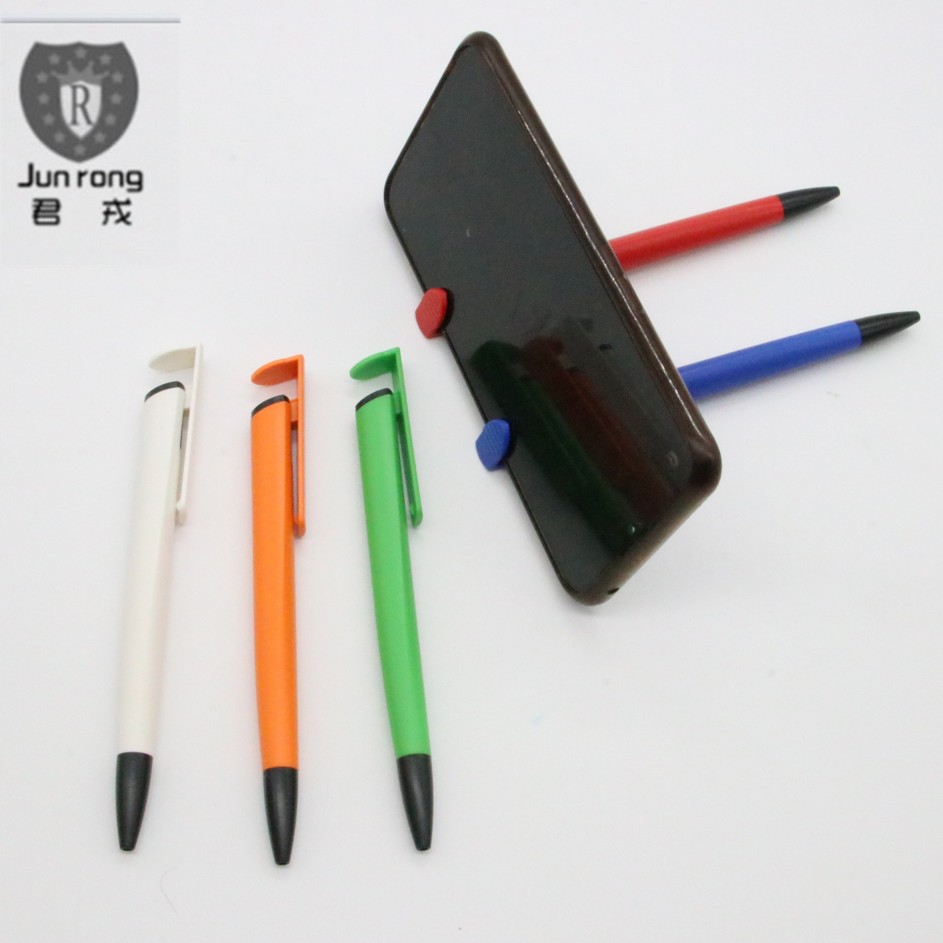 Triángulo táctil de la pluma de la pantalla táctil bolígrafo titular del teléfono móvil tres en uno Multi-funcional medio aceite de recarga de publicidad de la pluma