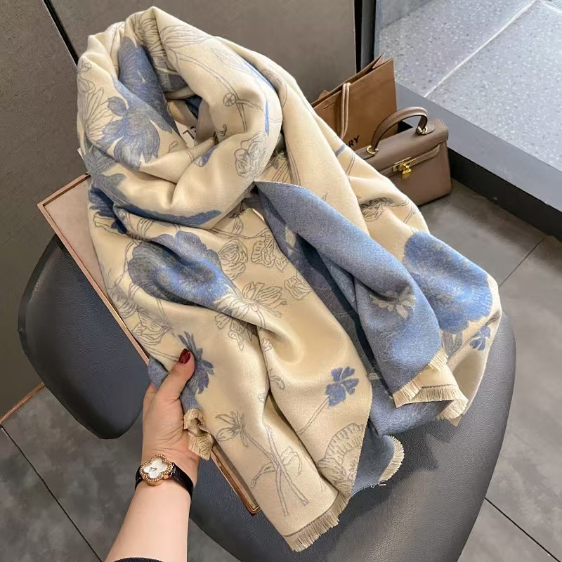 Kaschmirschal Für Damen Mit Pfingstrosenmuster Und Blumenprint_voghion.com