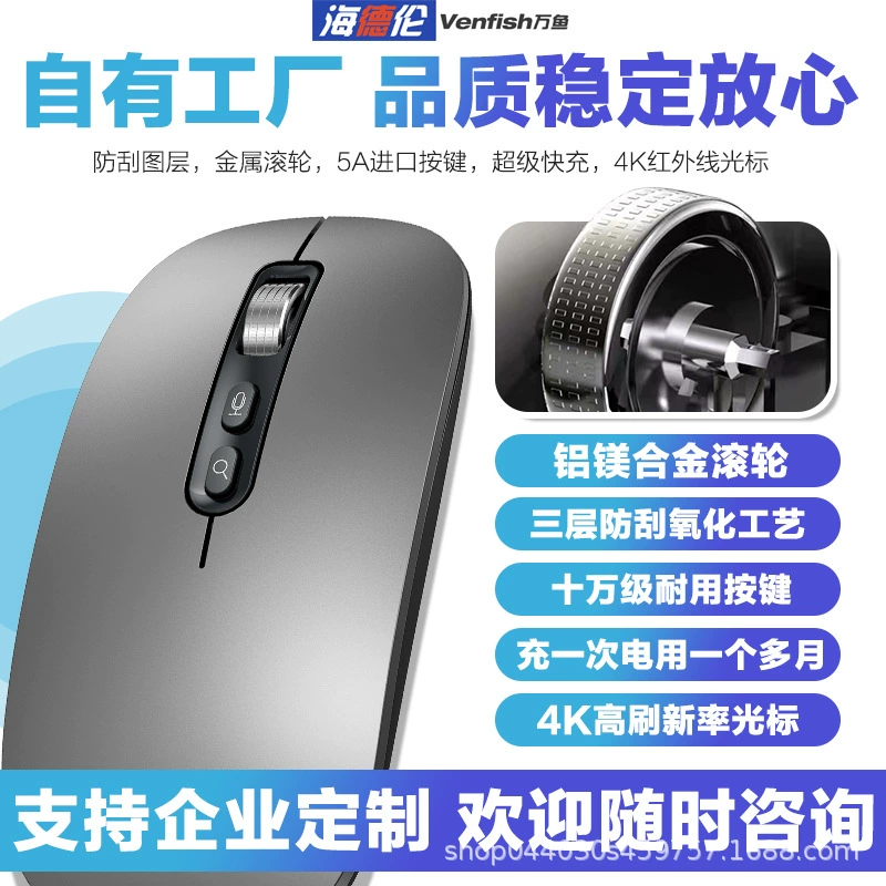 Умная Bluetooth бесшумная мышь с функцией голоса в текст и переводом, перезаряжаемая, 126 языков