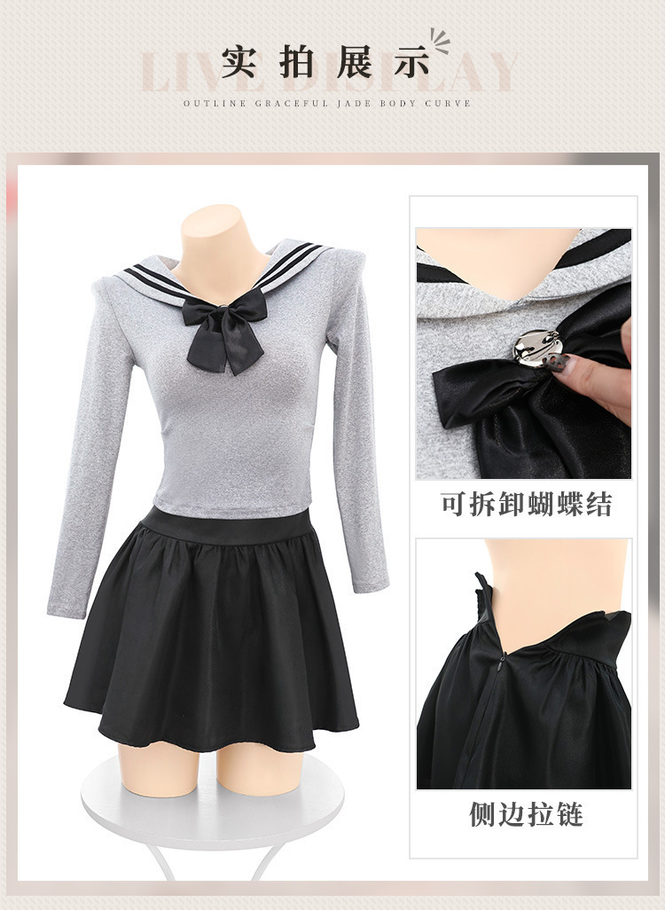 Feimu Selects JK Uniform Costume Set with Pleated Skirt, Tie and Thong — detail image 51