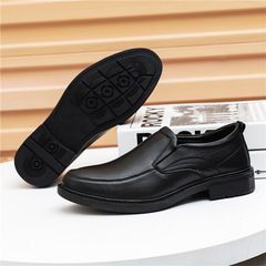 Men's top grain leather casual shoes, soft bottom soft leather formal business single shoes, Korean style shallow mouth work shoes for men 