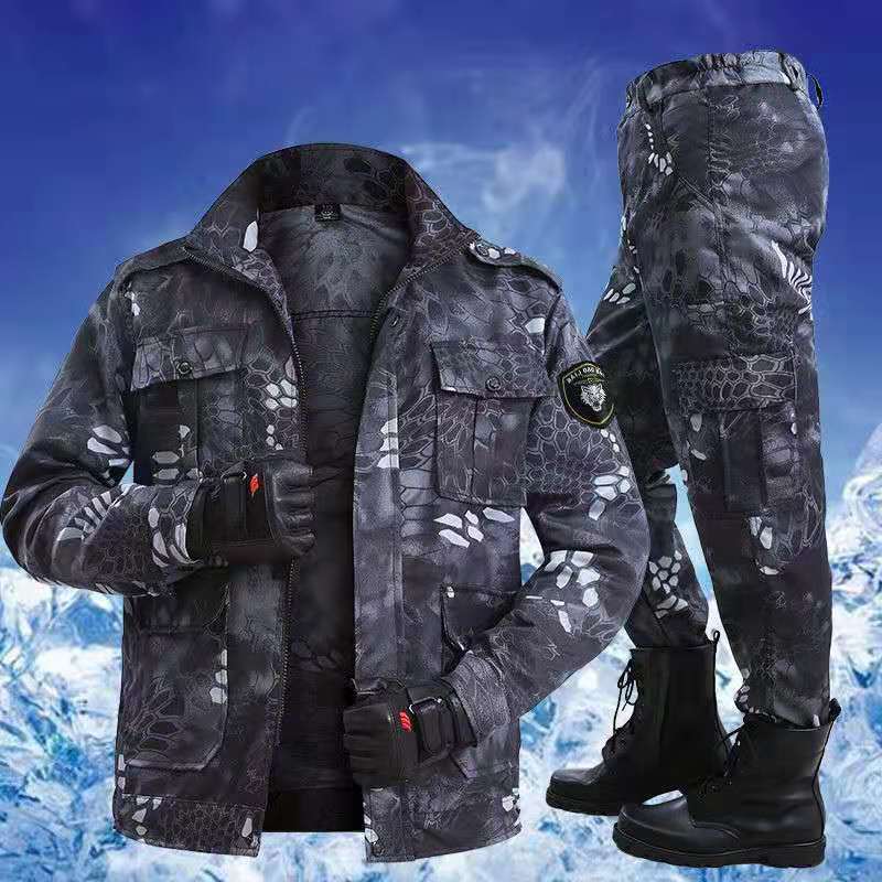 Ropa de trabajo de protección laboral con forro polar de invierno traje de Hombre Ropa de camuflaje resistente al desgaste engrosada impermeable chaqueta de ropa de trabajo cálida