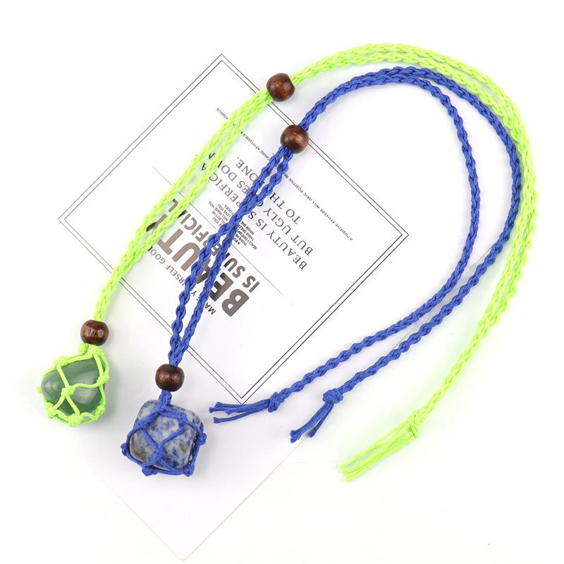 Ethnic Style Geometric Natural Stone Braid Pendant Necklace display picture 3