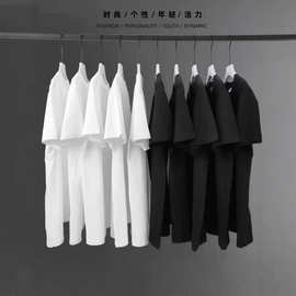 180g精梳纯棉短袖男女款t恤夏季薄款纯色圆领上衣内搭休闲白色T恤