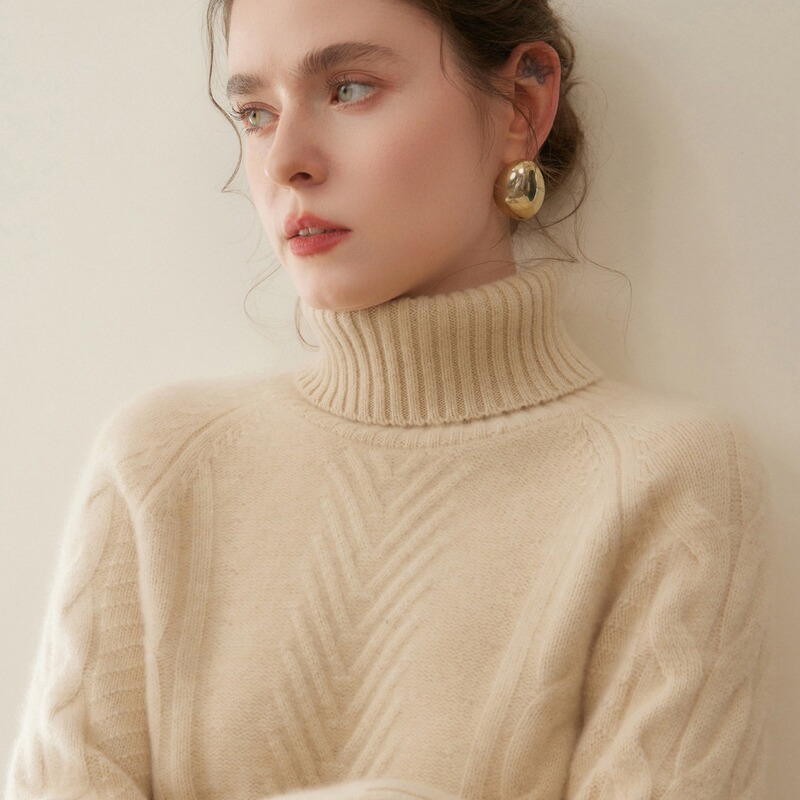2025 New Autum High Lapel Women's Pullover Cashmere Sweater Autum and Winter New Bottoming Knitted Thick Sweater