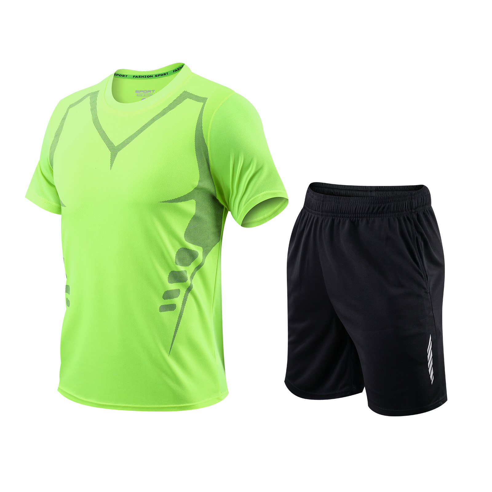 2025 nueva ropa para correr, seda de hielo, deportes de ocio al aire libre, ropa de entrenamiento transpirable de secado rápido de dos piezas, camiseta