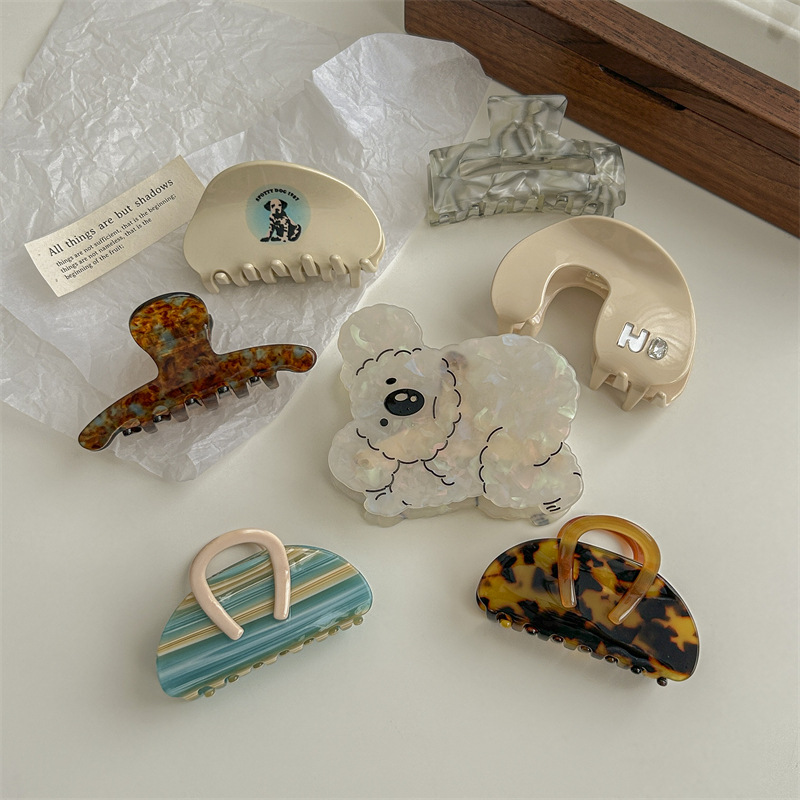 Tulip For Women Cute Puppy Shark High-end Small Claw Internet Celebrity Ins Style Back Of Head Clip Hair Accessory_voghion.com