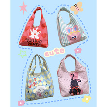 ins可爱卡通插画单肩包显白彩绘背心包大容量帆布包 大学生上课包