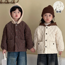 儿童灯芯绒棉衣加绒厚男童冬装女童棉服2025新款冬季保暖宝宝外套