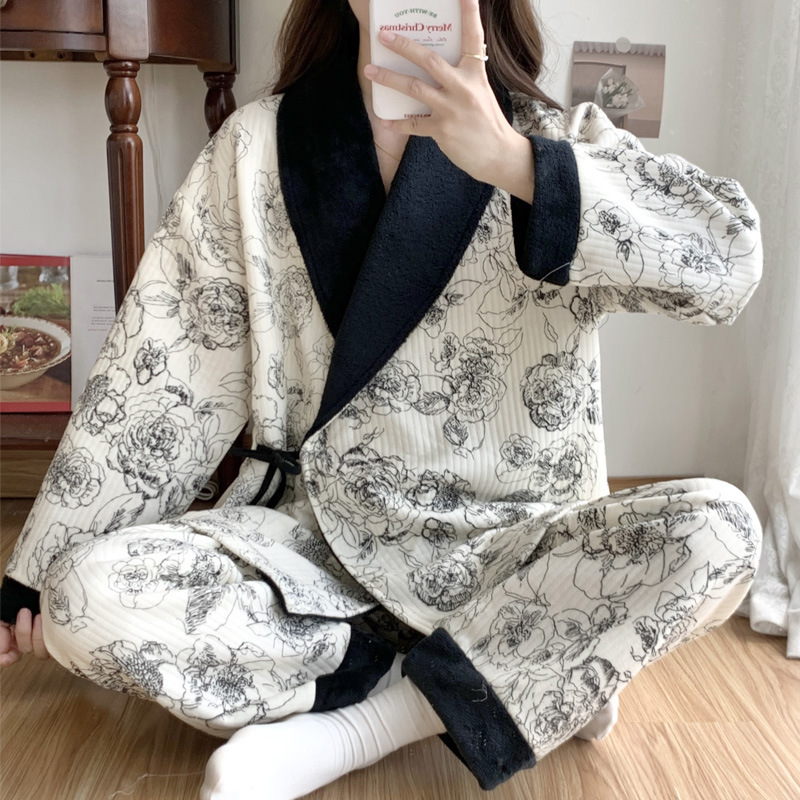 Special Clearance Sale: Postpartum Sleepwear, Autumn and Winter Thickened Air Cotton Maternity Nursing Kimono. No Returns or Exchanges